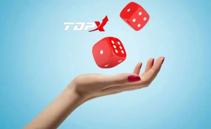 Imagen de marca de TopX: una mano con dos dados